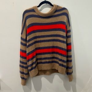 Aerie fuzzy striped crewneck sweater